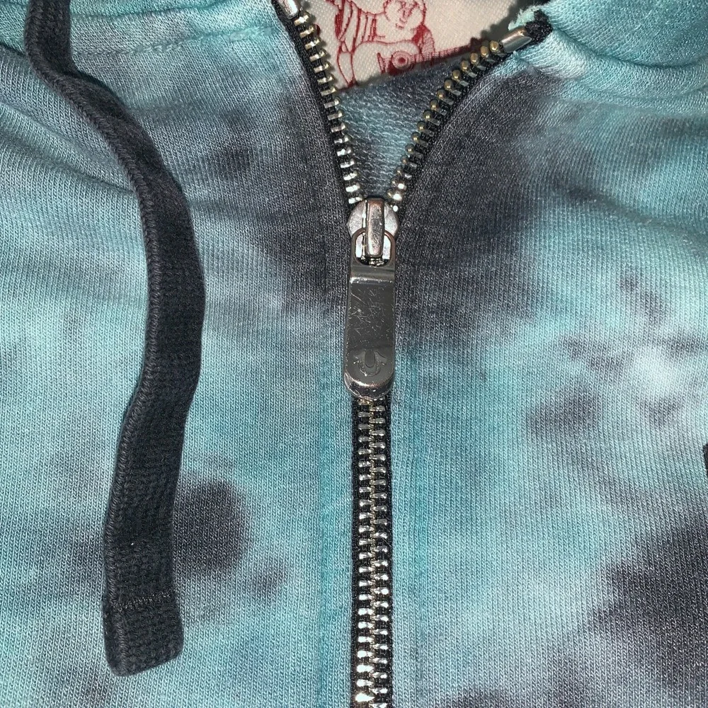 True Religion Men's Tie Dye Activewear Sweat Shorts Full Zip Hoodie Turquoise‎